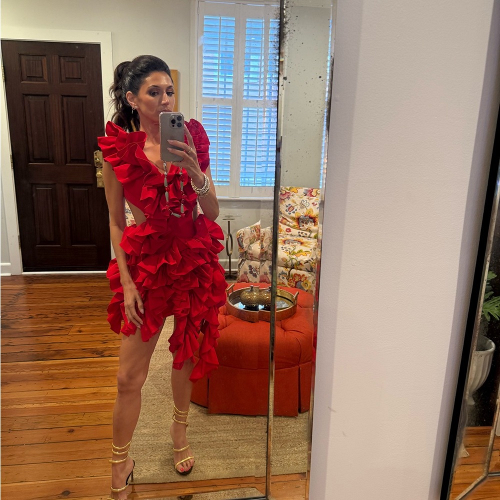 Aknvas Red Ruffled Mini Dress - Picture 5 of 5